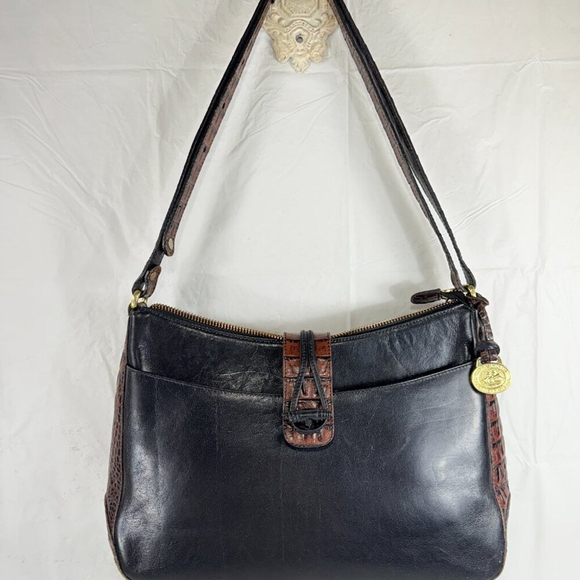 Brahmin Isabelle Black Tuscan Italian Leather Purse Crossbody - Picture 10 of 15